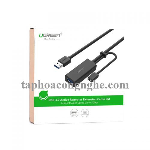 Ugreen 20827 10M màu Đen Cáp tín hiệu nối dài USB 3.0 hỗ trợ nguồn MICRO USB US175 30020827